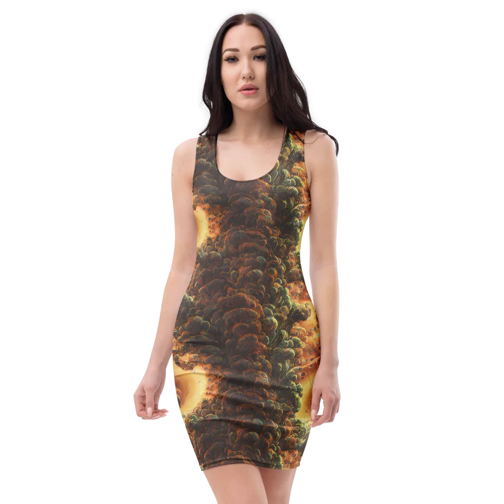 Volcanic Cascade on Bodycon Dress — Front