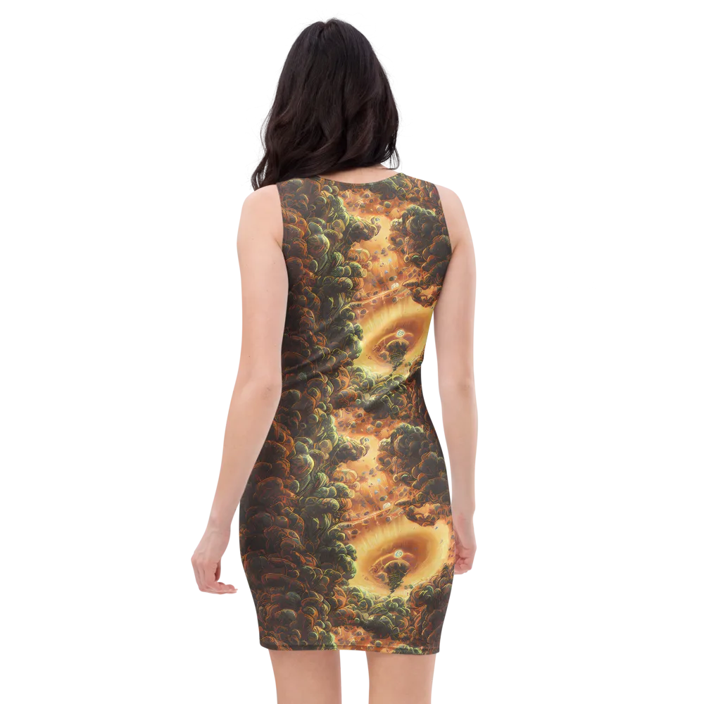 Volcanic Cascade on Bodycon Dress — Back