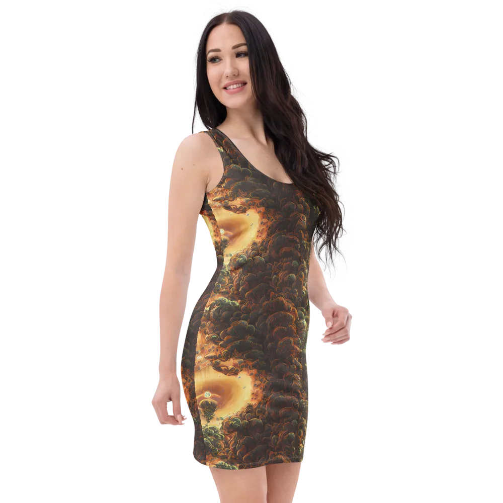 Volcanic Cascade on Bodycon Dress — Right Front