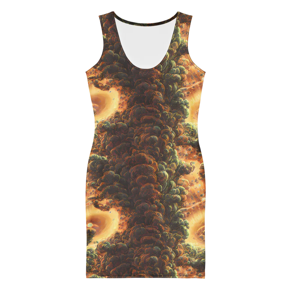 Volcanic Cascade on Bodycon Dress — Front
