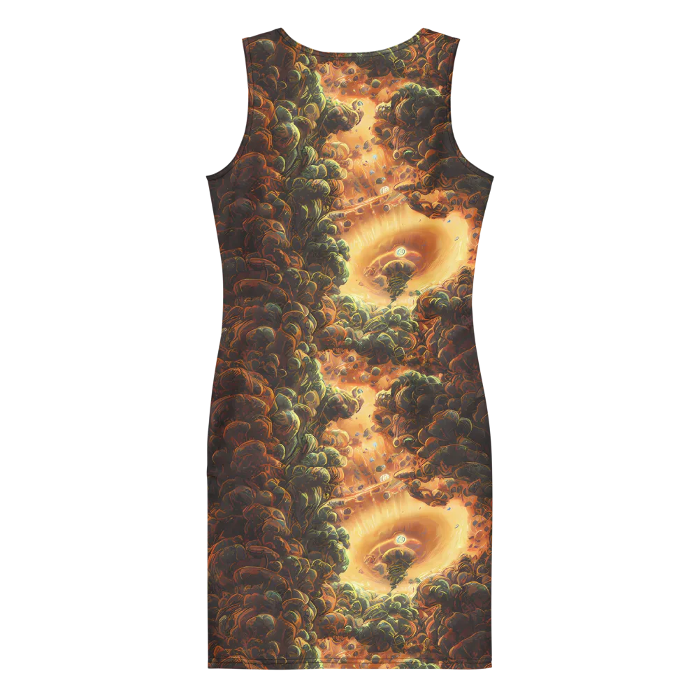 Volcanic Cascade on Bodycon Dress — Back