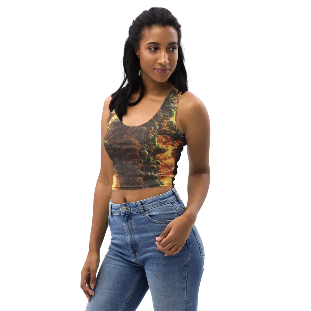 Volcanic Cascade on Crop Top — Left Front