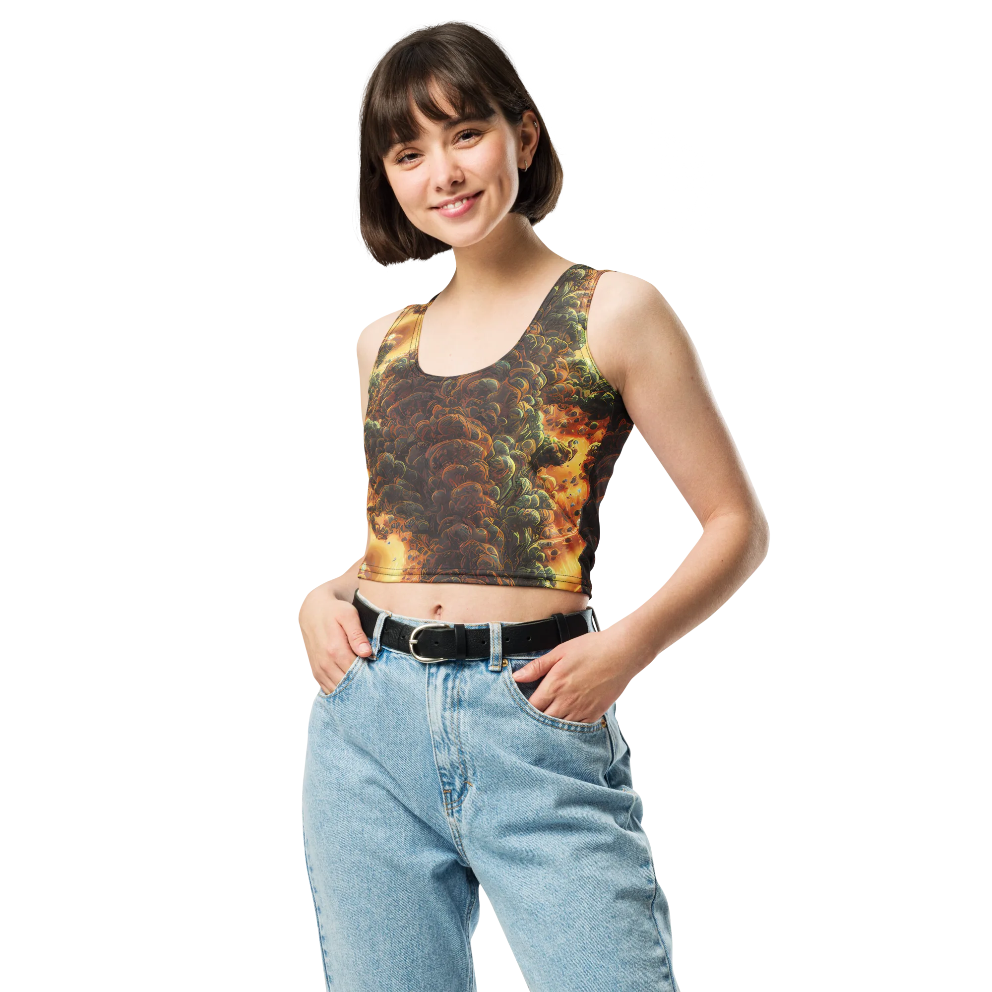 Volcanic Cascade on Crop Top — Front