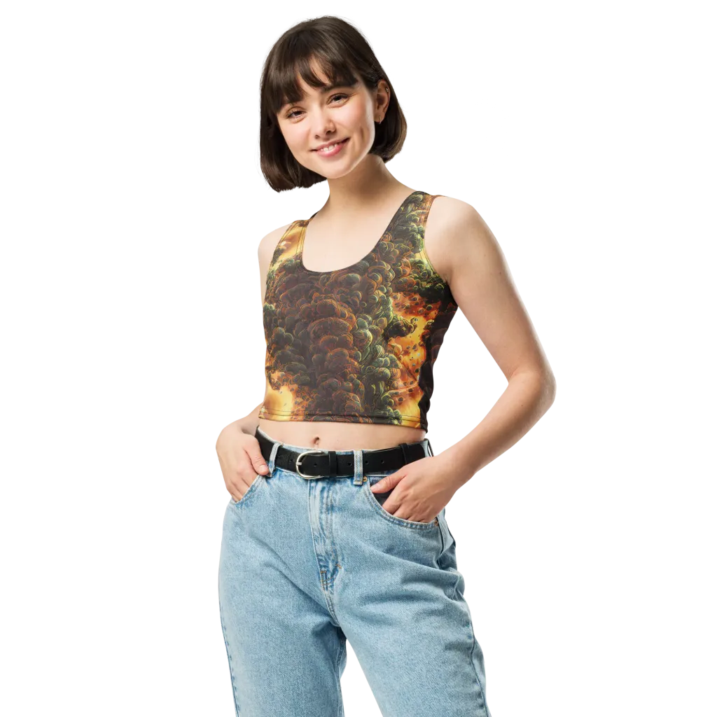 Volcanic Cascade on Crop Top — Front