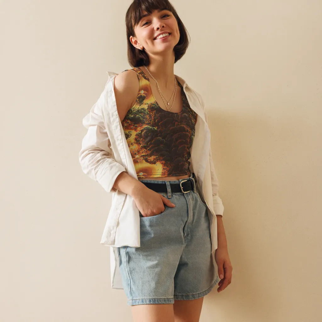 Volcanic Cascade on Crop Top — Front