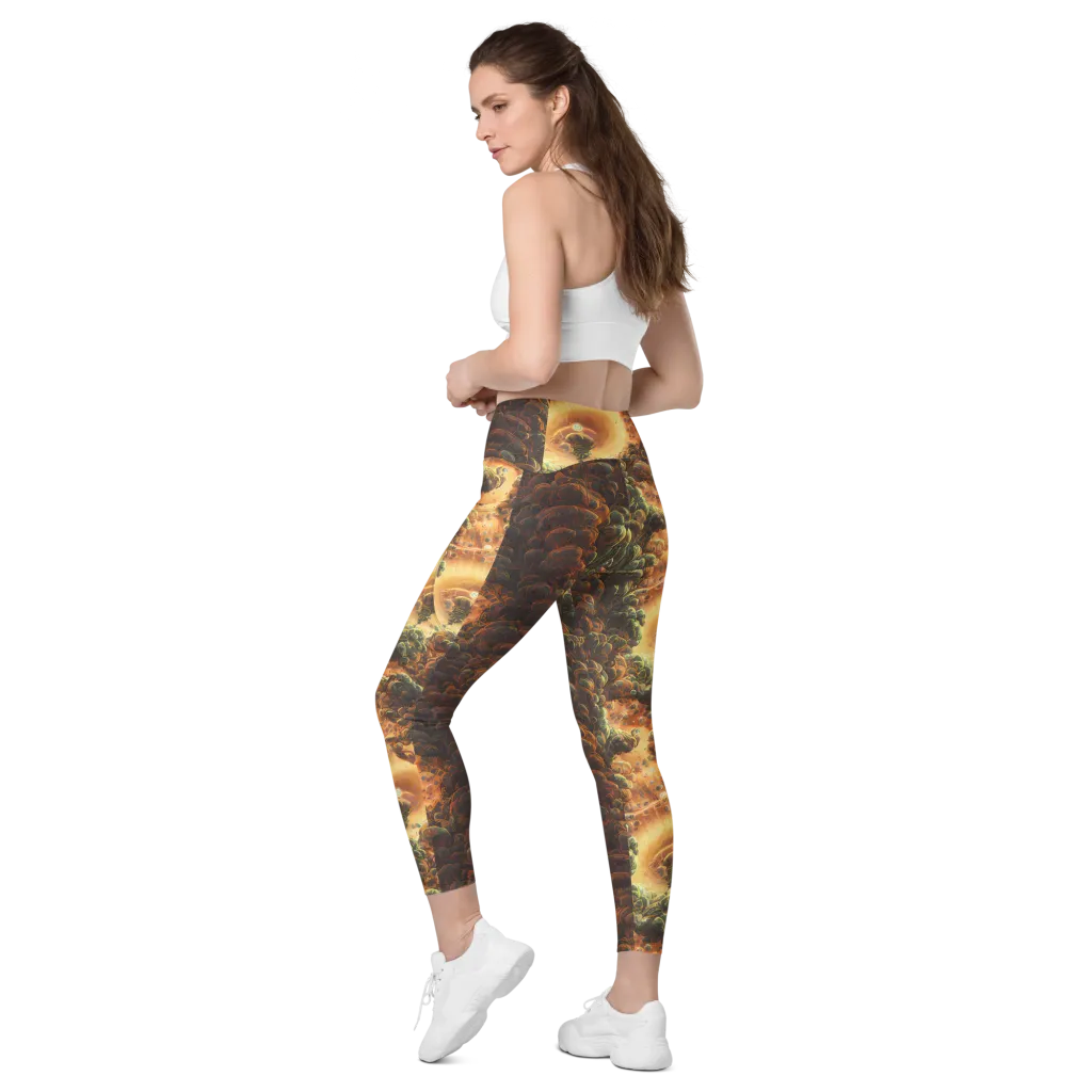Volcanic Cascade on Leggings with Pockets — Left Back