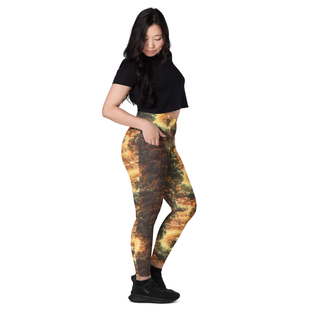 Volcanic Cascade on Leggings with Pockets — Right