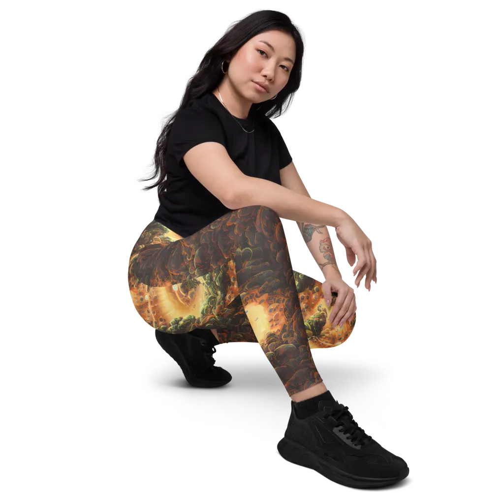 Volcanic Cascade on Leggings with Pockets — Right Front