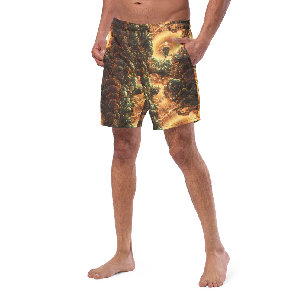 Volcanic Cascade on Swim Trunks — Left Front