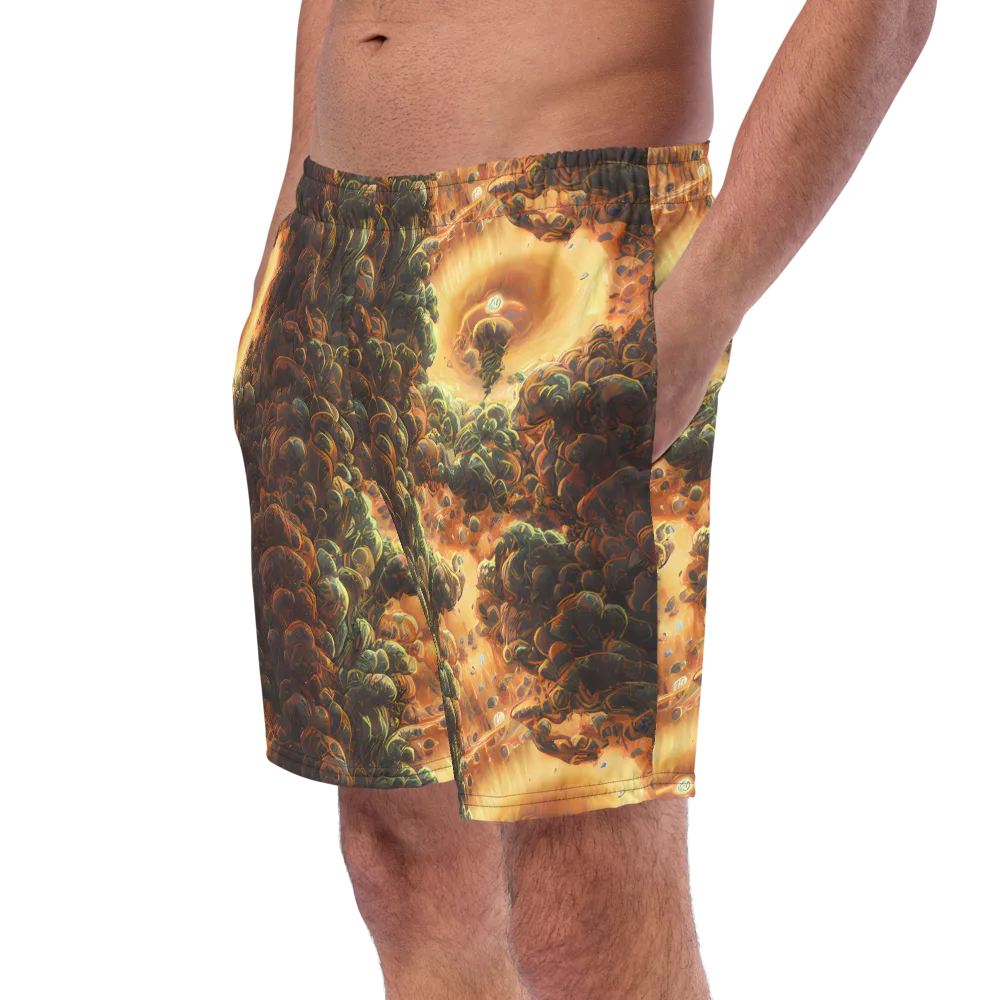 Volcanic Cascade on Swim Trunks — Left Front