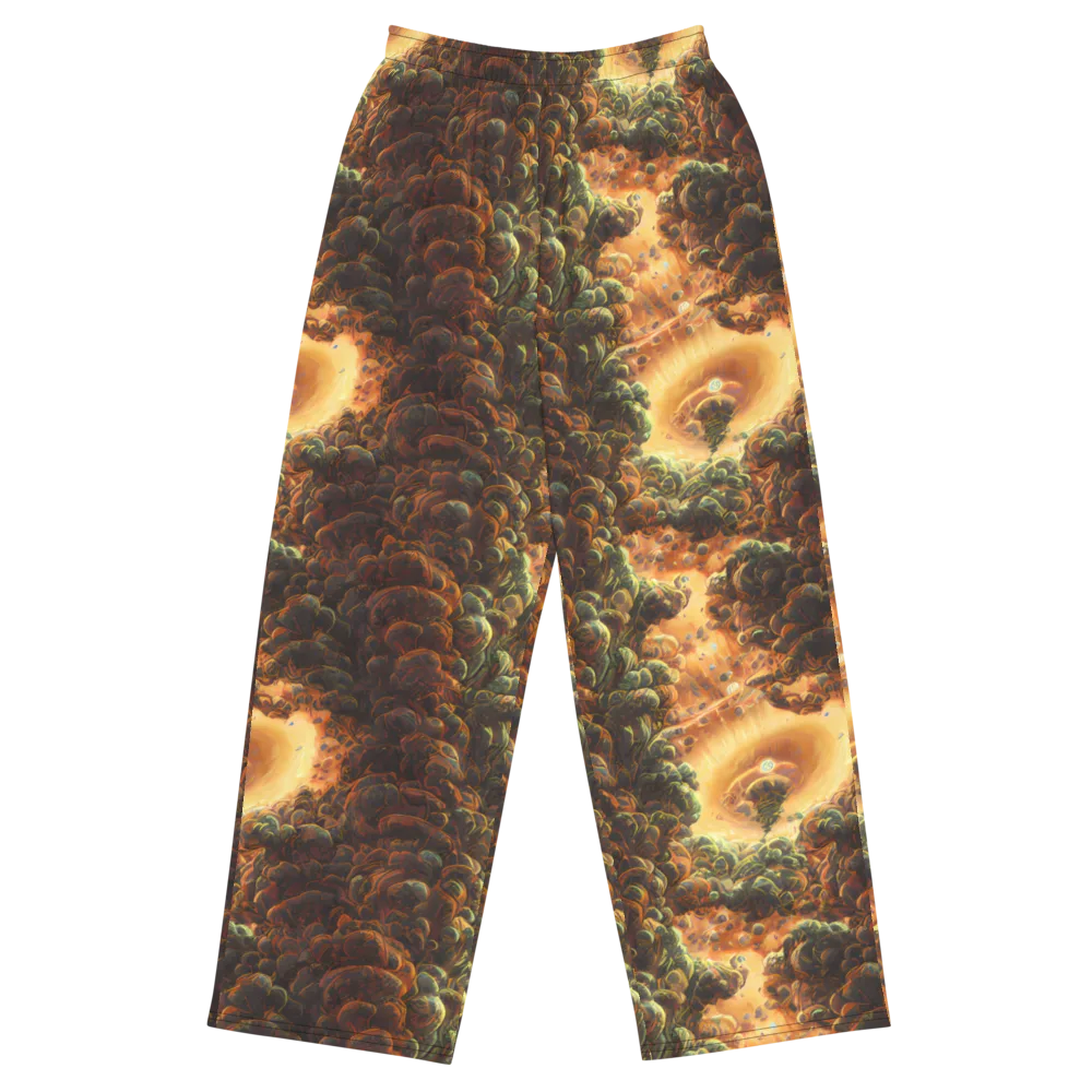 Volcanic Cascade on Wide-Leg Pants — Front