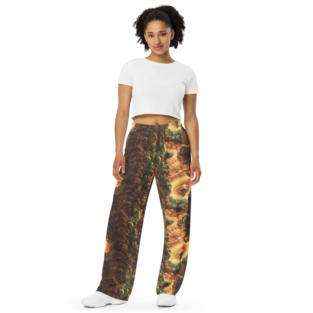 Volcanic Cascade on Wide-Leg Pants — Front