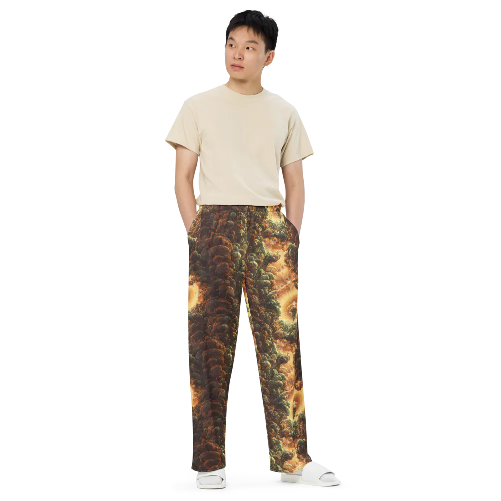 Volcanic Cascade on Wide-Leg Pants — Front