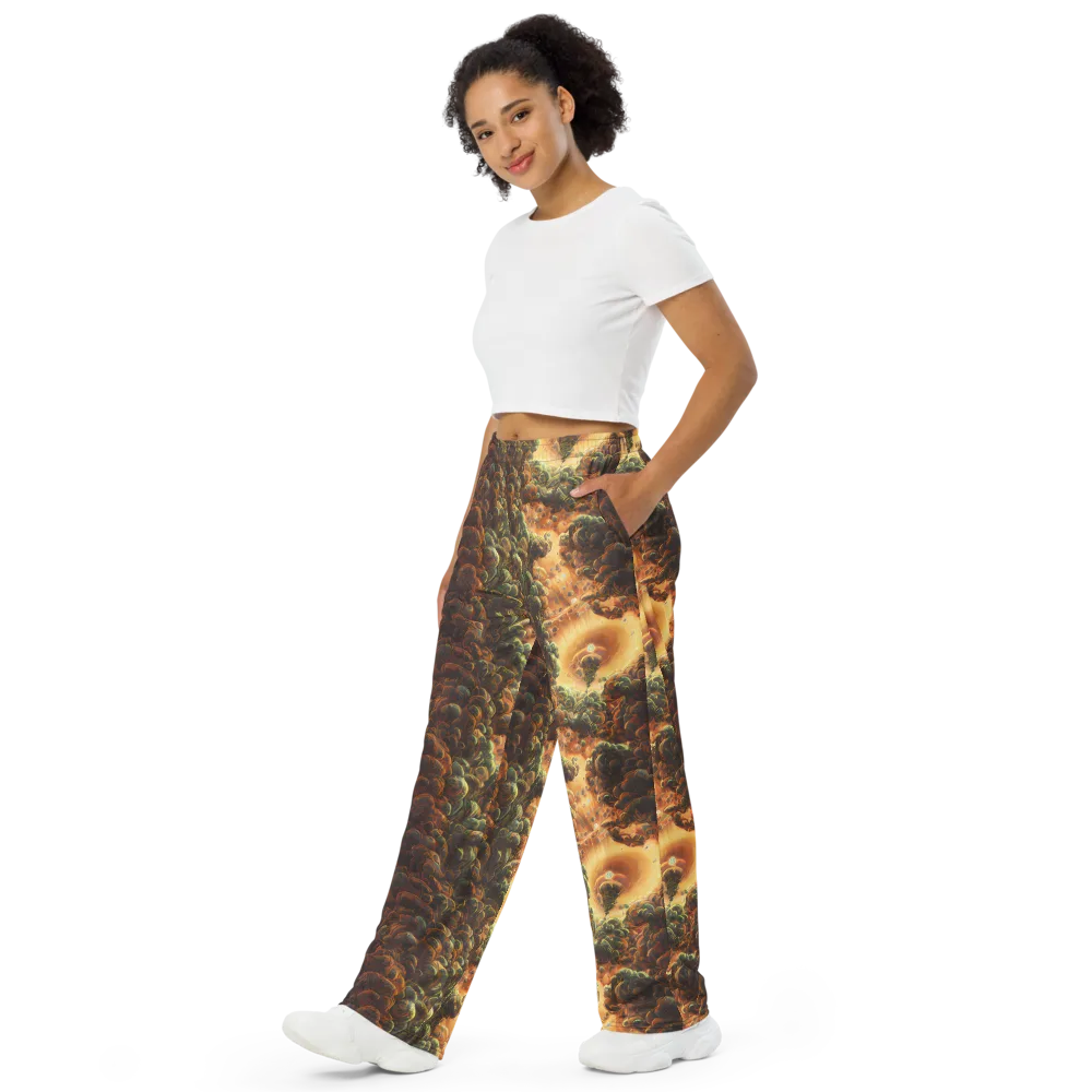 Volcanic Cascade on Wide-Leg Pants — Left Front