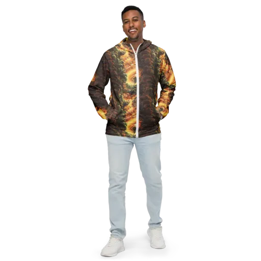 Volcanic Cascade on a Men's Windbreaker