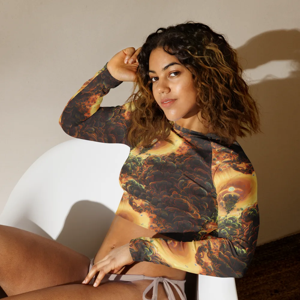 Volcanic Cascade on Long Sleeve Crop Top — Left Front