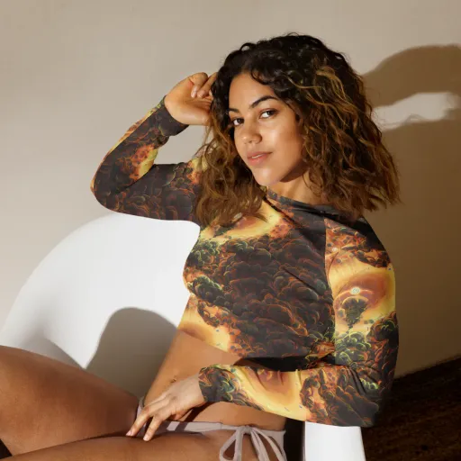 Volcanic Cascade on a Long Sleeve Crop Top