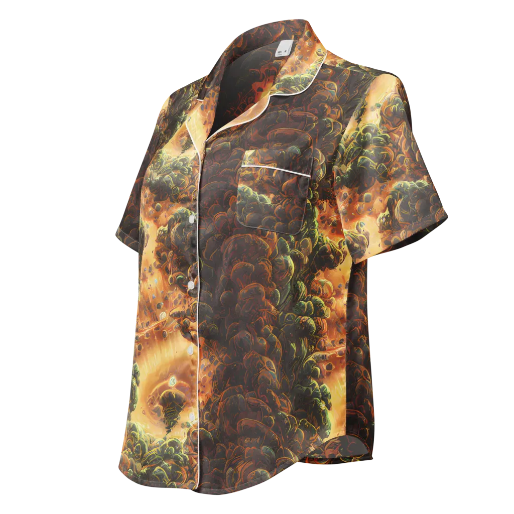 Volcanic Cascade on Women's Short Sleeve Pajama Top — Left Front