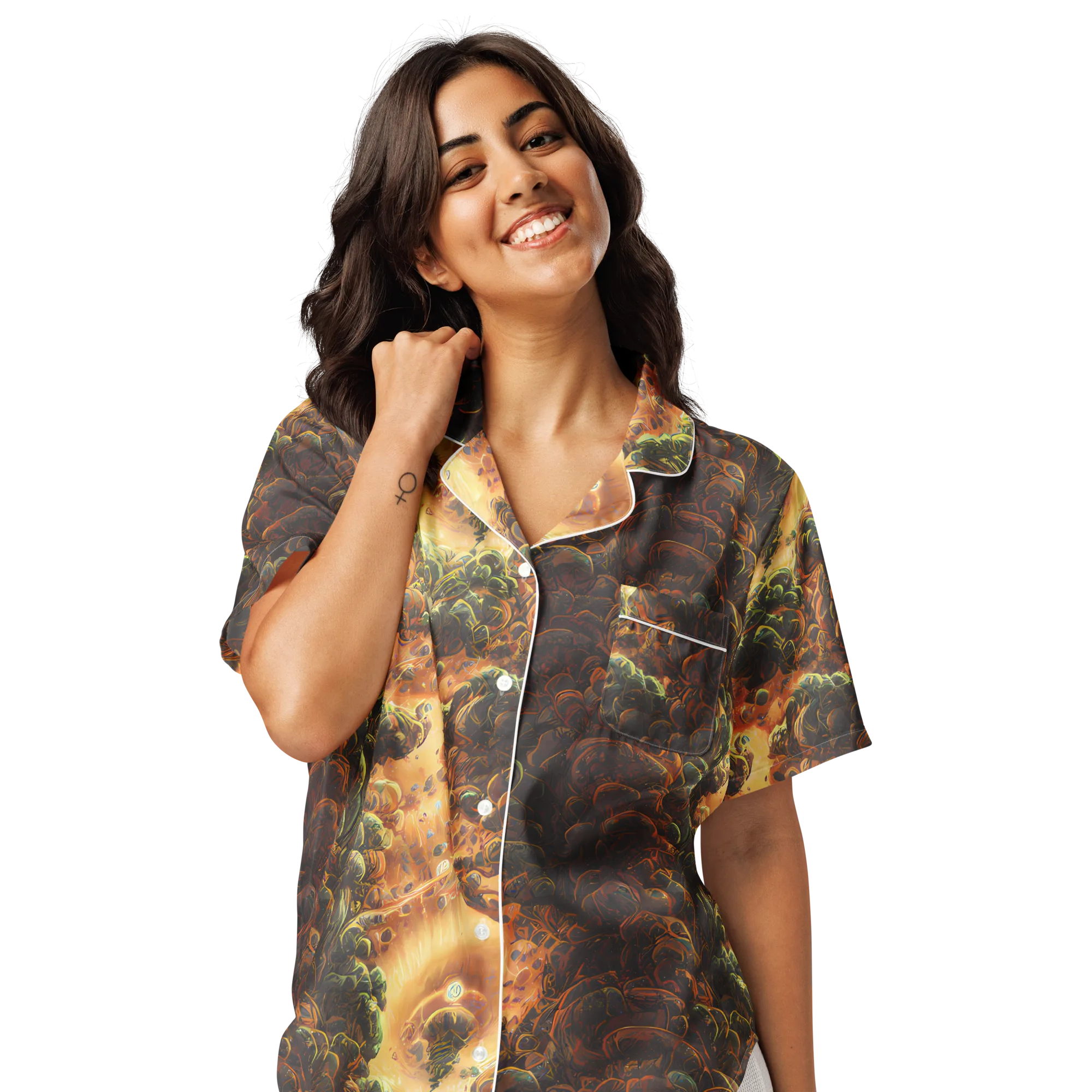 Volcanic Cascade on Women's Short Sleeve Pajama Top — Front