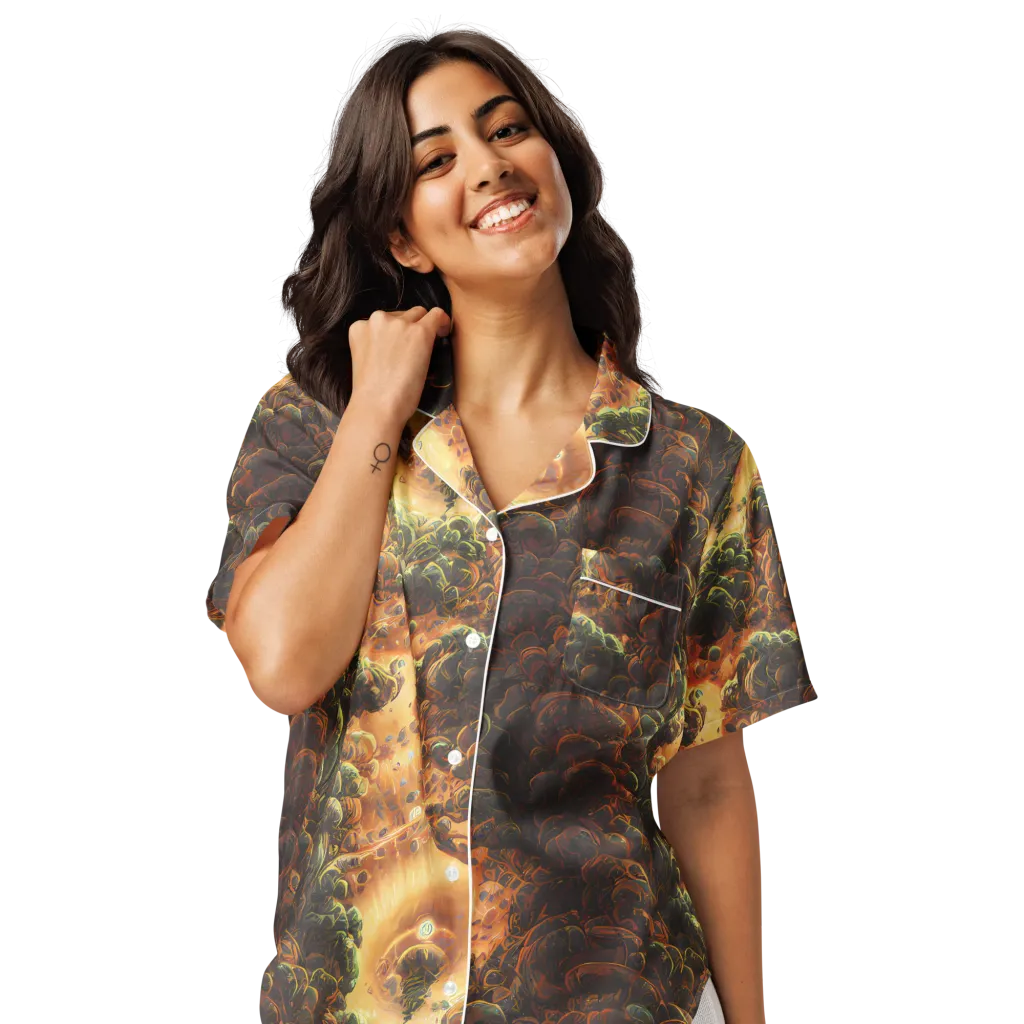 Volcanic Cascade on Women's Short Sleeve Pajama Top — Front