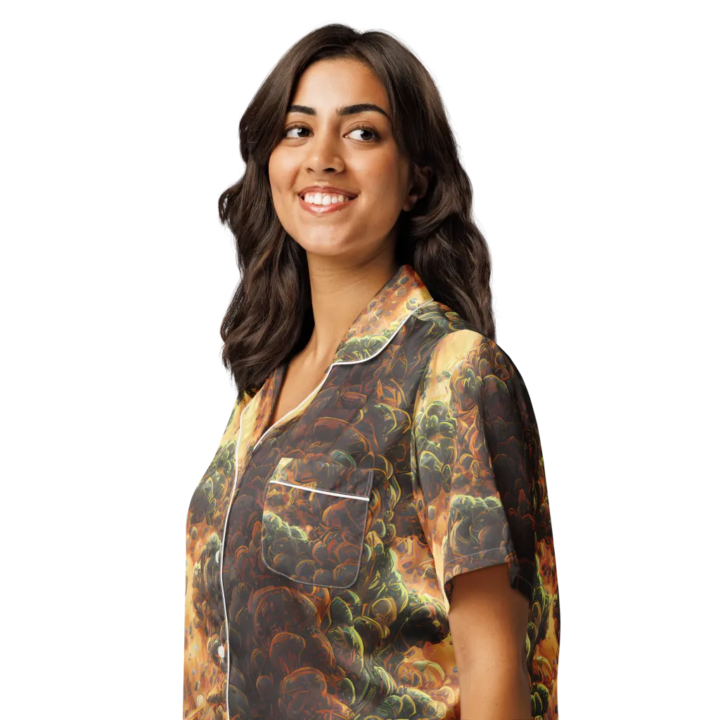 Volcanic Cascade on Women's Short Sleeve Pajama Top — Left Front