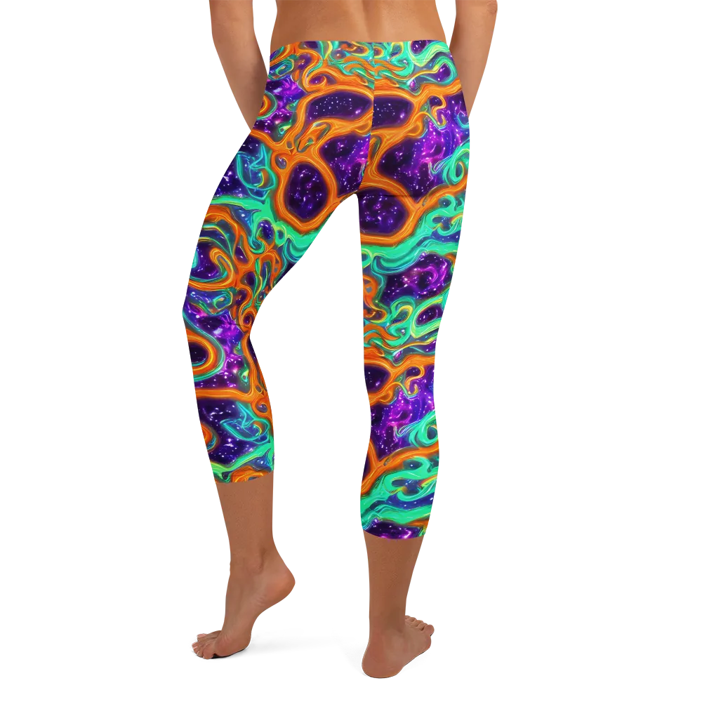 Stellar Lava on Capri Leggings — Back