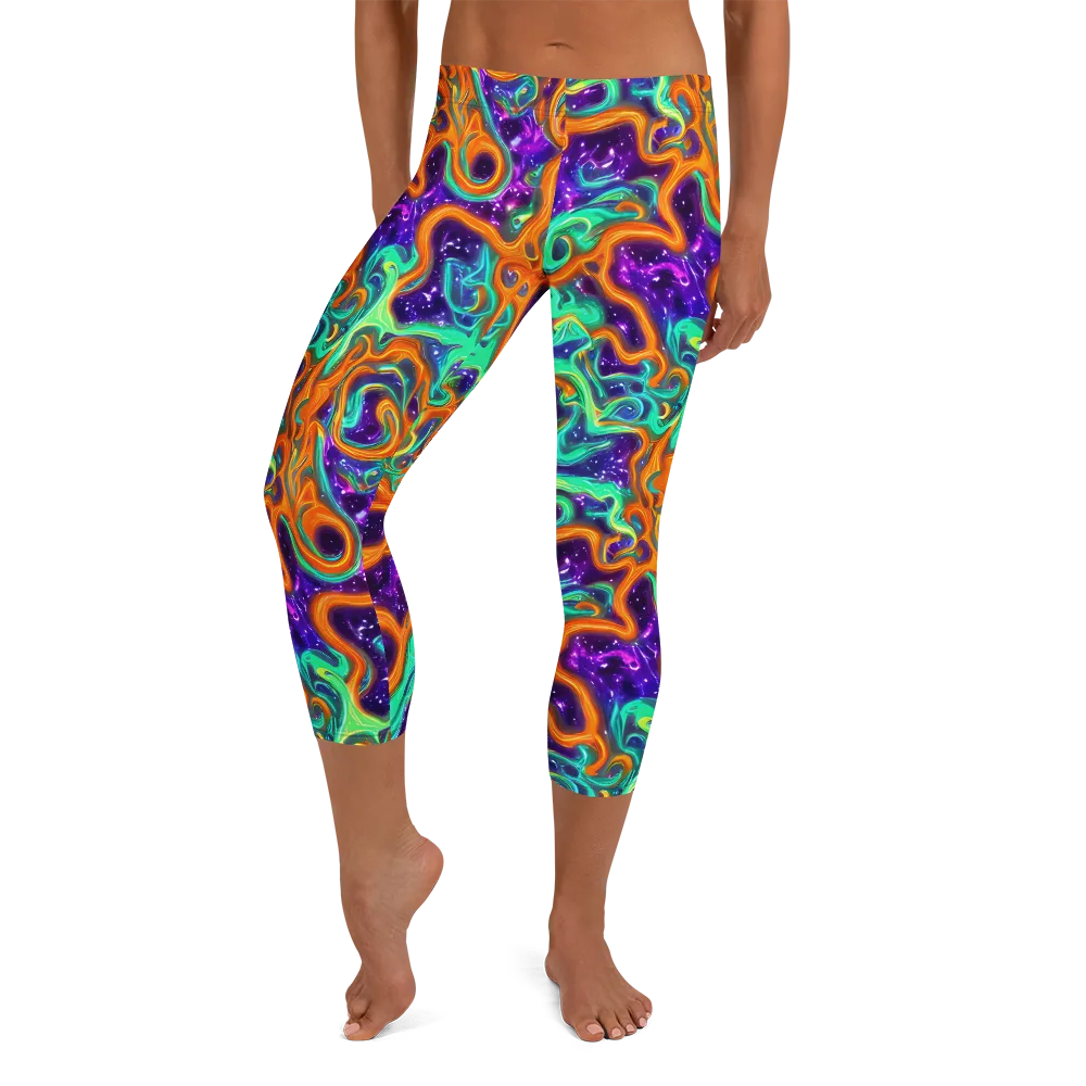 Stellar Lava on Capri Leggings — Front