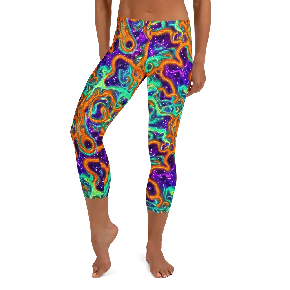 Stellar Lava on Capri Leggings — Front