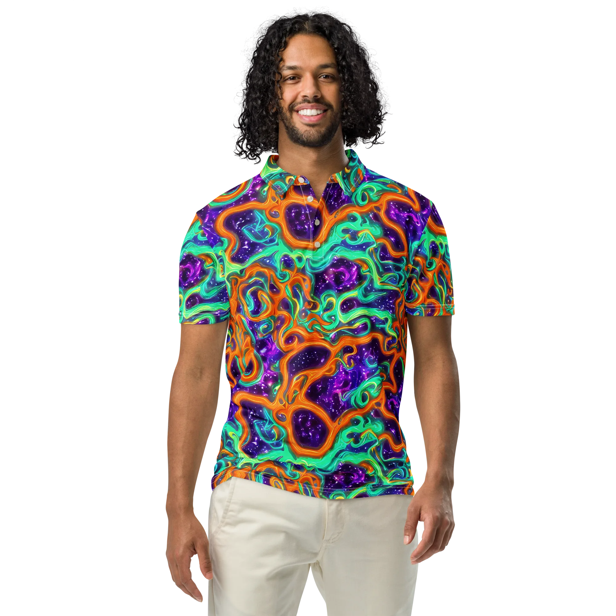 Stellar Lava on Men's Slim Fit Polo Shirt — Front