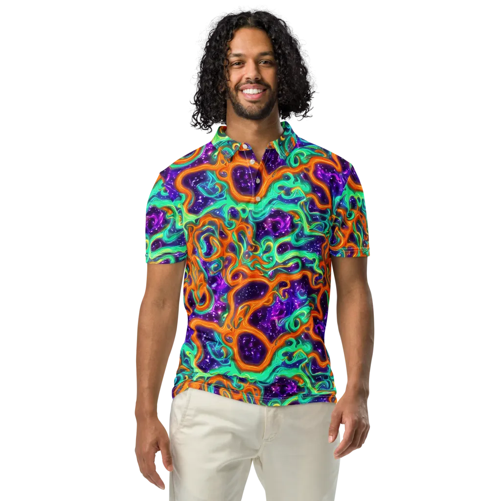 Stellar Lava on Men's Slim Fit Polo Shirt — Front