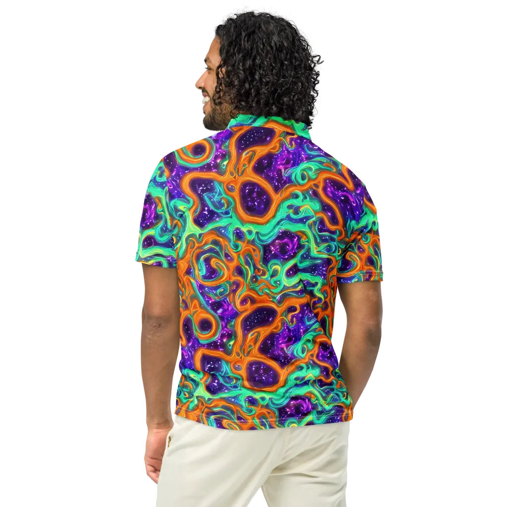 Stellar Lava on Men's Slim Fit Polo Shirt — Back