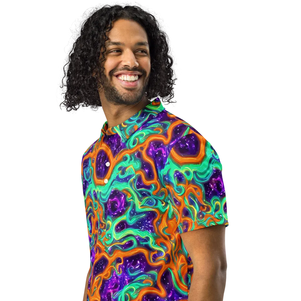 Stellar Lava on Men's Slim Fit Polo Shirt — Left Front