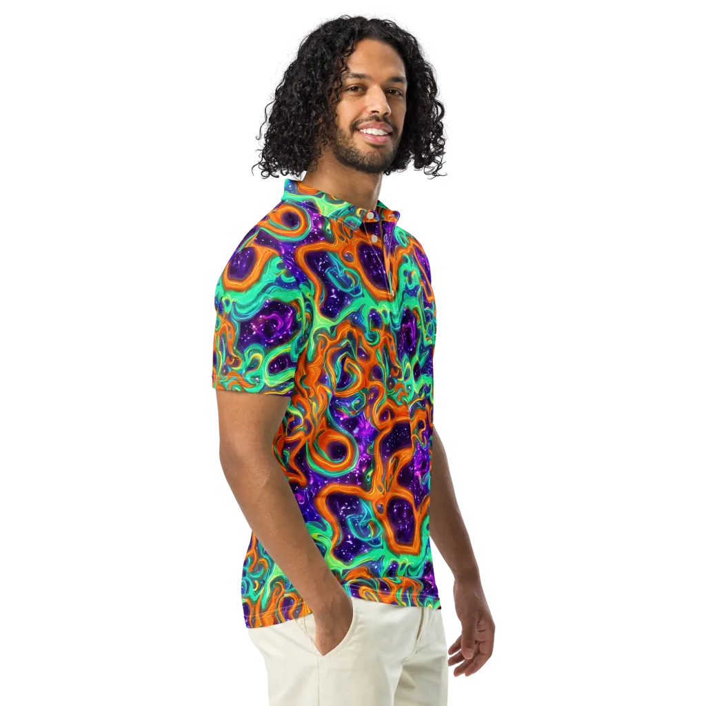 Stellar Lava on Men's Slim Fit Polo Shirt — Right Front