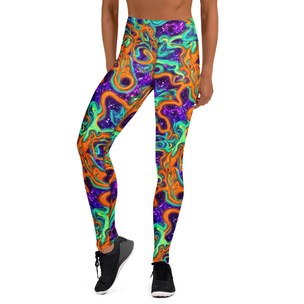 Stellar Lava on Yoga Leggings — Front