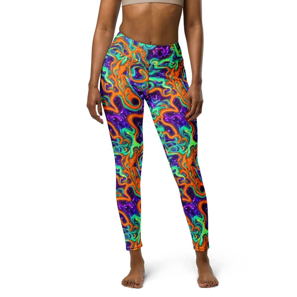 Stellar Lava on Yoga Leggings — Front