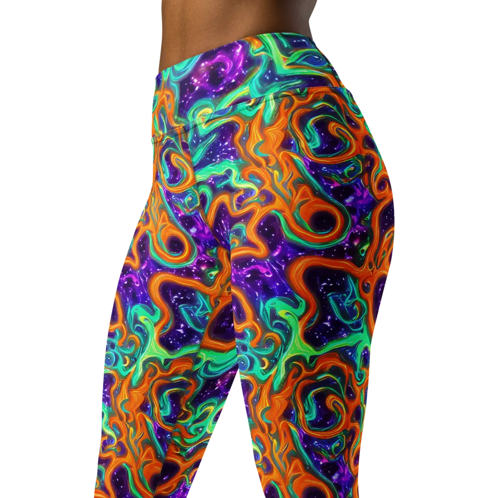 Stellar Lava on Yoga Leggings — Left Front