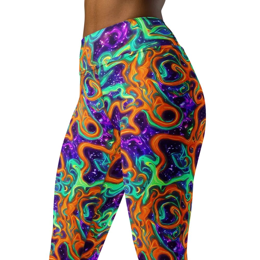 Stellar Lava on Yoga Leggings — Left Front