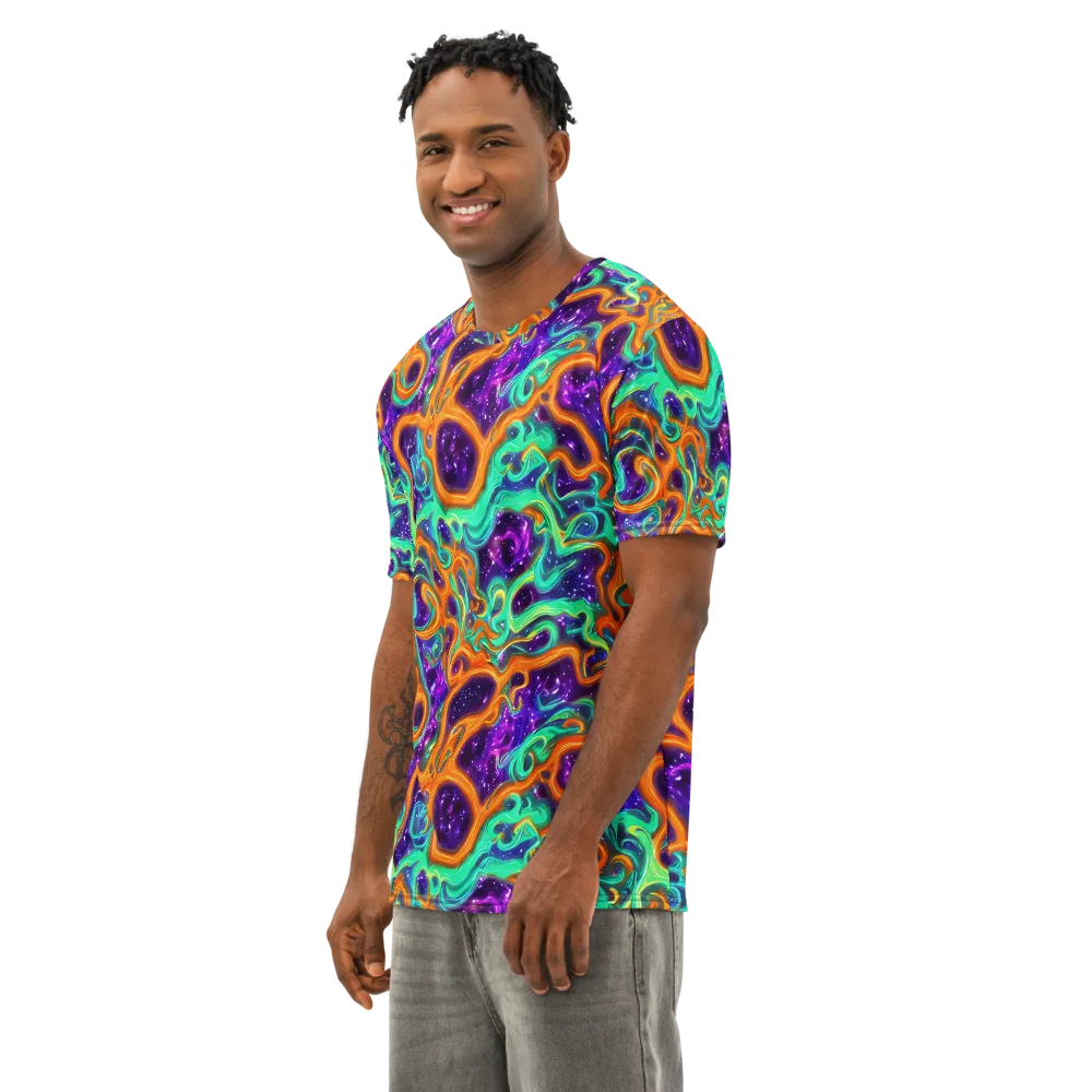Stellar Lava on Men's Cotton Crew Neck T-Shirt — Left Front
