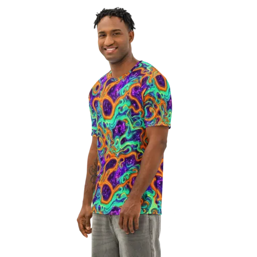 Stellar Lava on a Men's Cotton Crew Neck T-Shirt