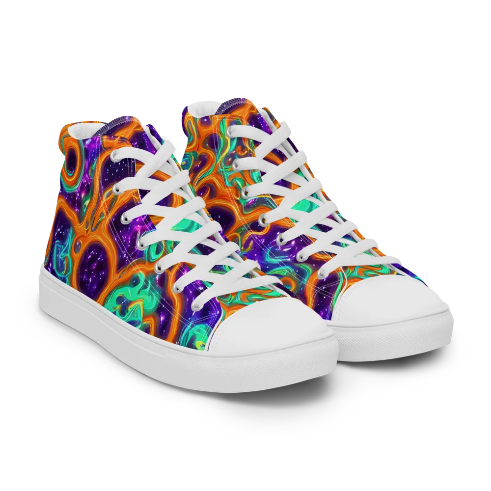 Stellar Lava on Men's High Top Canvas Shoes — Right Front