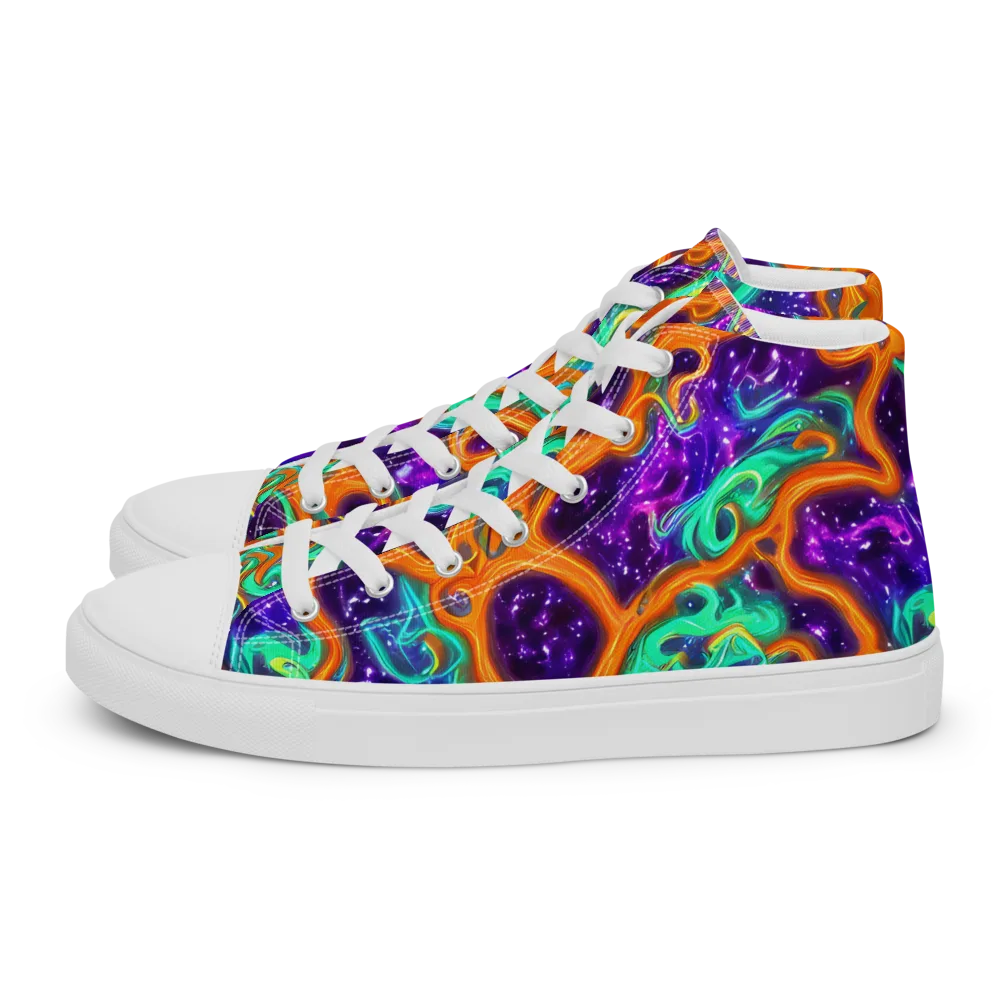 Stellar Lava on Men's High Top Canvas Shoes — Left