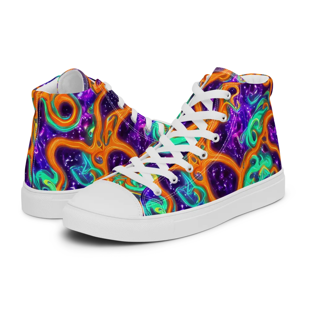 Stellar Lava on Men's High Top Canvas Shoes — Left