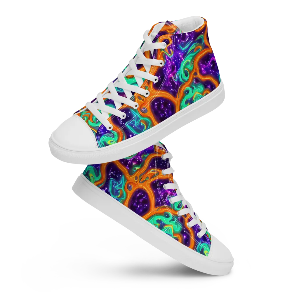 Stellar Lava on Men's High Top Canvas Shoes — Front