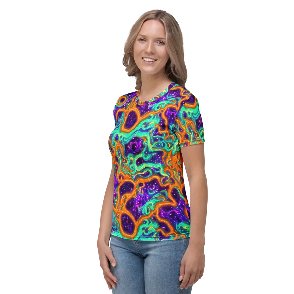 Stellar Lava on Women's Crew Neck T-Shirt — Left