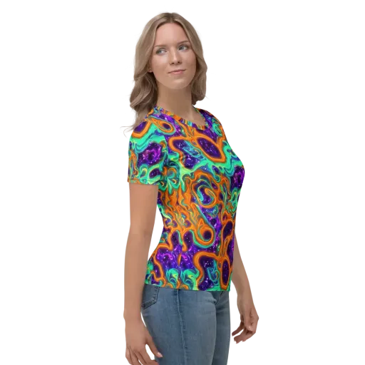 Stellar Lava on a Women's Crew Neck T-Shirt