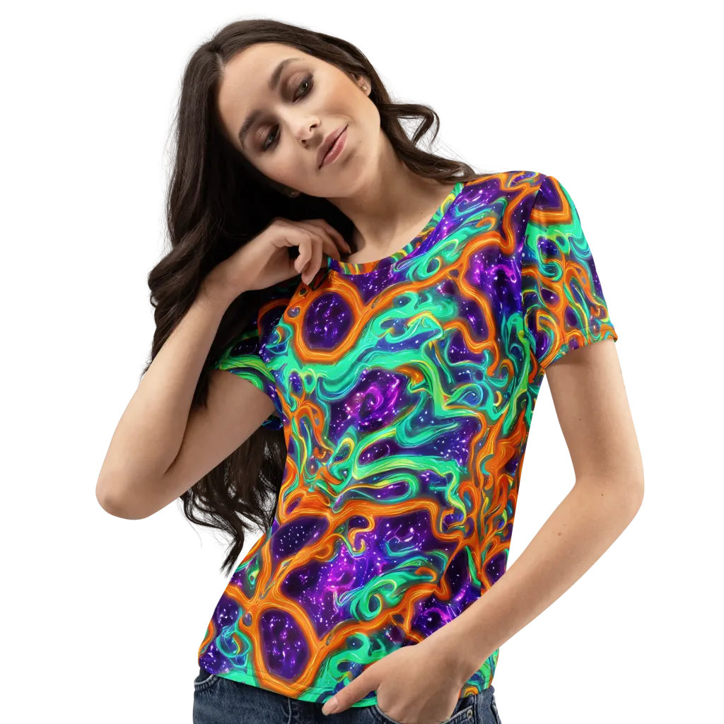 Stellar Lava on Women's Crew Neck T-Shirt — Left Front