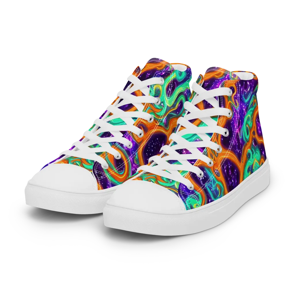 Stellar Lava on Women's High Top Canvas Shoes — Left Front