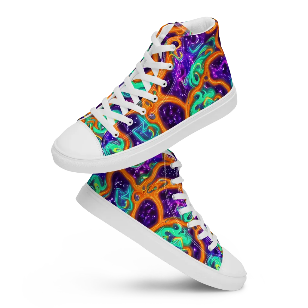 Stellar Lava on Women's High Top Canvas Shoes — Front