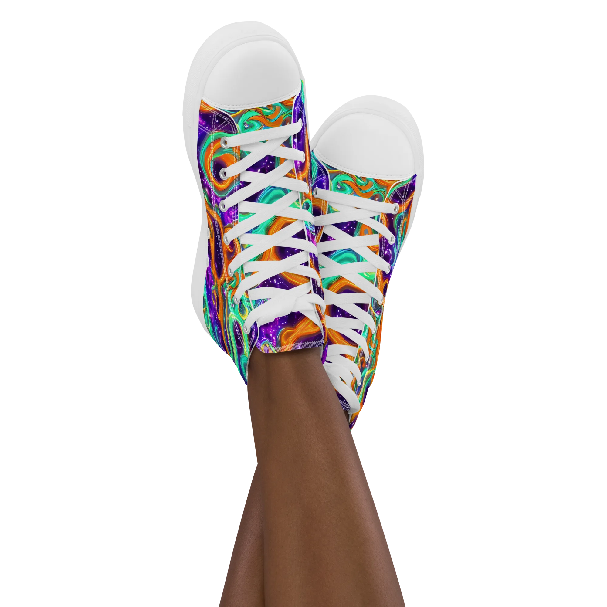 Stellar Lava on Women's High Top Canvas Shoes — Front