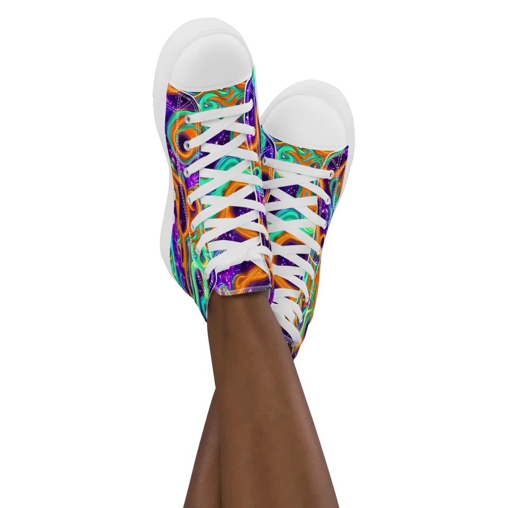 Stellar Lava on Women's High Top Canvas Shoes — Front